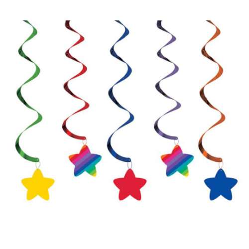 Rainbow Party Hanging Swirl Decorations - Click Image to Close